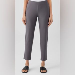 Eileen Fisher dark grey washable stretch crepe ankle pants.